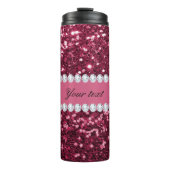 Hot Pink Big Faux Glitter en Diamonds Thermosbeker (Voorkant)