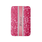 Hot Pink Big Faux Glitter met diamanten Badmat (Voorkant Verticaal)