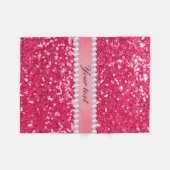 Hot Pink Big Faux Glitter met diamanten Fleece Deken (Voorkant (Horizontaal))