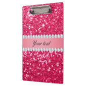 Hot Pink Big Faux Glitter met diamanten Klembord (Links)