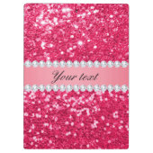Hot Pink Big Faux Glitter met diamanten Klembord (Achterkant)