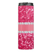 Hot Pink Big Faux Glitter met diamanten Thermosbeker (Achterkant)