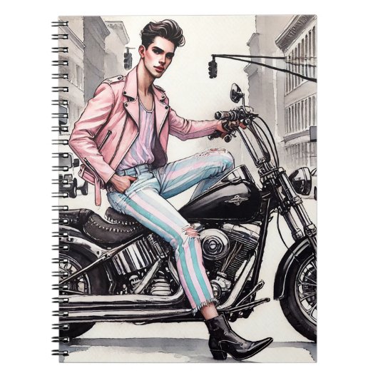 Hot pink biker notitieboek (Voorkant)