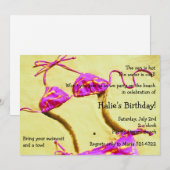 Hot Pink Bikini Summer Fun Beach Party nodigt uit Kaart (Voorkant / Achterkant)