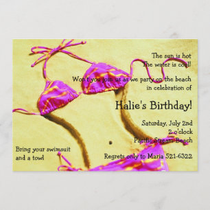 Hot Pink Bikini Summer Fun Beach Party nodigt uit Kaart