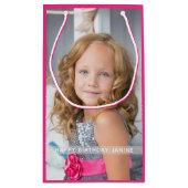 Hot Pink Birthday Foto Aangepast kleine cadeau Klein Cadeauzakje (Achterkant)