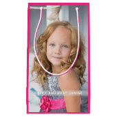 Hot Pink Birthday Foto Aangepast kleine cadeau Klein Cadeauzakje (Voorkant)