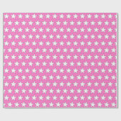 Hot Pink Birthday met witte sterren Cadeaupapier (Vlak)