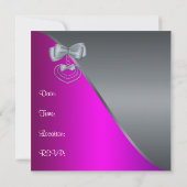 Hot Pink Birthday Party Kaart (Achterkant)