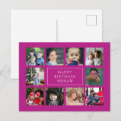 Hot Pink Birthday Photo Collage Birthday Briefkaart (Voorkant / Achterkant)