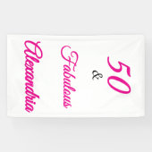 Hot Pink Black 50 & Fabulous 50th  Birthday  Spandoek (Horizontaal)