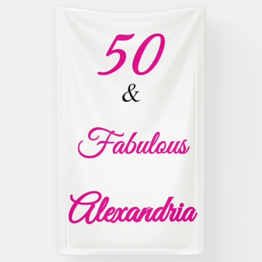 Hot Pink Black 50 & Fabulous 50th  Birthday  Spandoek (Verticaal)