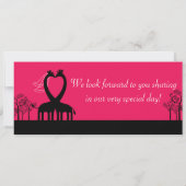 Hot Pink/Black Boarding Pass Weduwen Uitnodiging (Achterkant)