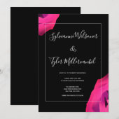 Hot Pink Black Bold Weddenschap Kaart (Voorkant / Achterkant)