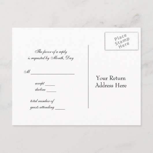 Hot Pink Black Briefkaart RSVP (Achterkant)