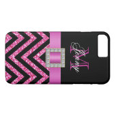HOT PINK BLACK CHEVRON GLITTER GIRLY Case-Mate iPhone CASE (Achterkant (Horizontaal))
