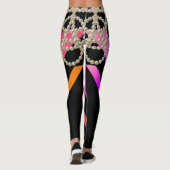 HOT PINK BLACK CHEVRON GLITTER GIRLY PEARLS LEGGINGS (Achterkant)