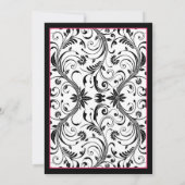 Hot Pink, Black en White Floral Wedding Invitation Kaart (Achterkant)