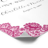 Hot Pink Black Floral Lace Wedding Welcome Sign Poster (Hoek)