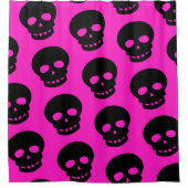 Hot Pink Black Gothic Skulls Pattern Douchegordijn (Voorkant)