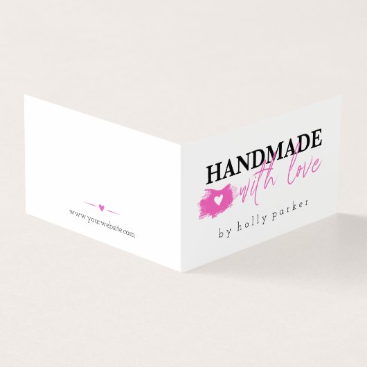 Hot Pink & Black - Handgemaakt met liefde Kaart (Buitenkant)