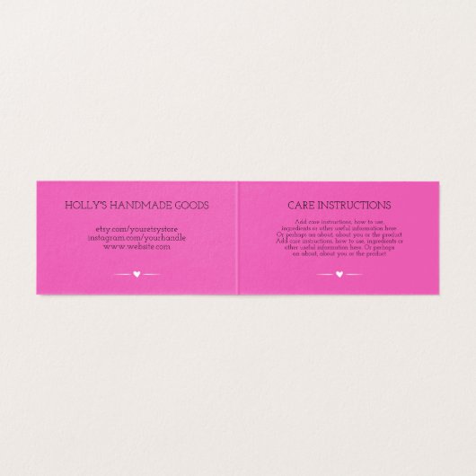 Hot Pink & Black - Handgemaakt met liefde Kaart (Binnenkant ongevouwen)