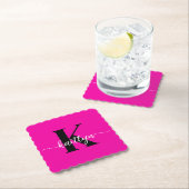 Hot Pink Black Monogram Kartonnen Onderzetters (Insitu)