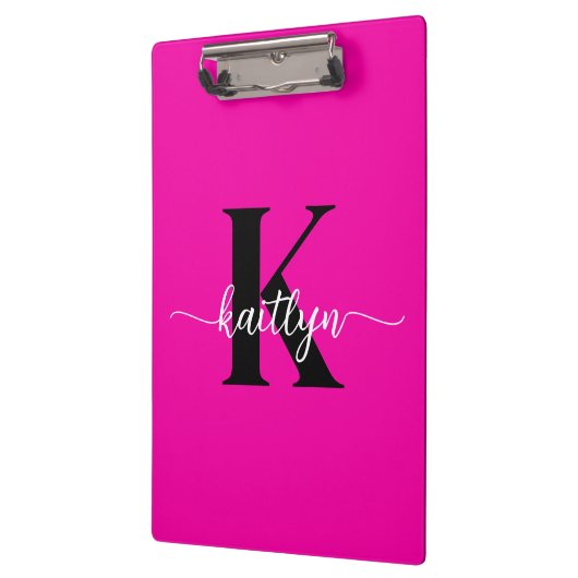 Hot Pink Black Monogram Klembord (Links)