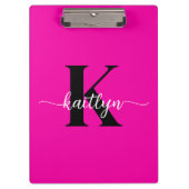 Hot Pink Black Monogram Klembord (Voorkant)