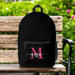 Hot Pink Black Monogram Meisje Terug naar school Bedrukte Rugzak<br><div class="desc">Begin het schooljaar in stijl met onze Hot Pink Monogram Girl's Back to School Gedrukte Rugzak! Deze opvallende rugzak is voorzien van een levendig roze ontwerp, gepersonaliseerd met uw monogram voor een unieke en trendy look. Perfect voor het dragen van boeken, benodigdheden en alledaagse benodigdheden, het biedt zowel mode als...</div>