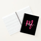 Hot Pink Black Monogram Meisje Terug naar school Notitieboek (Binnen)