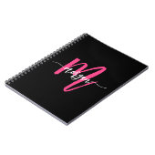 Hot Pink Black Monogram Meisje Terug naar school Notitieboek (Linkerzijde)
