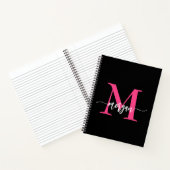 Hot Pink Black Monogram Meisje Terug naar school Notitieboek (Binnen)