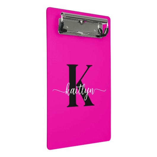 Hot Pink Black Monogram Mini Klembord (Schuin)