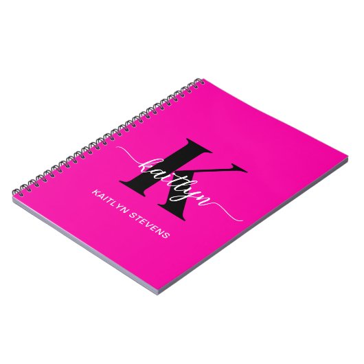 Hot Pink Black Monogram Notitieboek (Linkerzijde)
