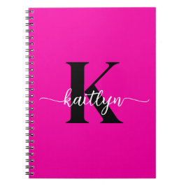 Hot Pink Black Monogram Notitieboek