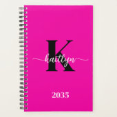 Hot Pink Black Monogram Planner (Voorkant)