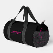 Hot Pink Black Monogram Script Naam Meisje Plunjezak (Rechterhoek)