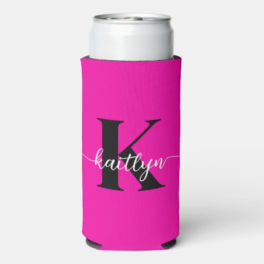 Hot Pink Black Monogram Seltzer Blikjeskoeler (Seltzer Achterkant)