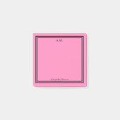 Hot Pink & Black Monogrammen Post-it® Notes (Voorkant)