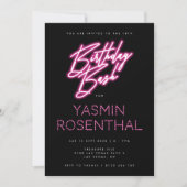 Hot Pink Black Neon Lights Girly Verjaardag Bash Kaart (Voorkant)