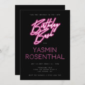 Hot Pink Black Neon Lights Girly Verjaardag Bash Kaart (Voorkant / Achterkant)
