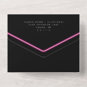 Hot Pink Black Neon Lights Girly Wedding All In One Uitnodiging (Achterkant)