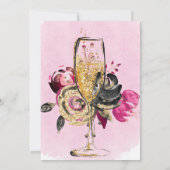 Hot Pink Black Peony Gold Brunch & Bubble Kaart (Achterkant)