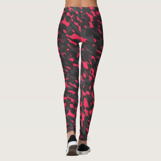 Hot pink Black Purple Camo Abstract Leggings (Achterkant)