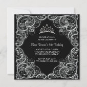 Hot Pink Black Quinceanera Uitnodigingen (Achterkant)