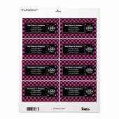 Hot Pink & Black Squares - Gecontroleerde kleine b Etiket (Full Sheet)