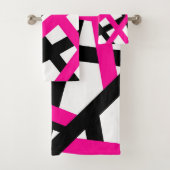 Hot Pink Black Stripe Geometric Bad Handdoek (Insitu)