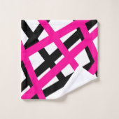 Hot Pink Black Stripe Geometric Bad Handdoek (Wasdoekje)