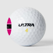 Hot Pink Black Stripe Script Naam Monogram Golfballen (Logo)